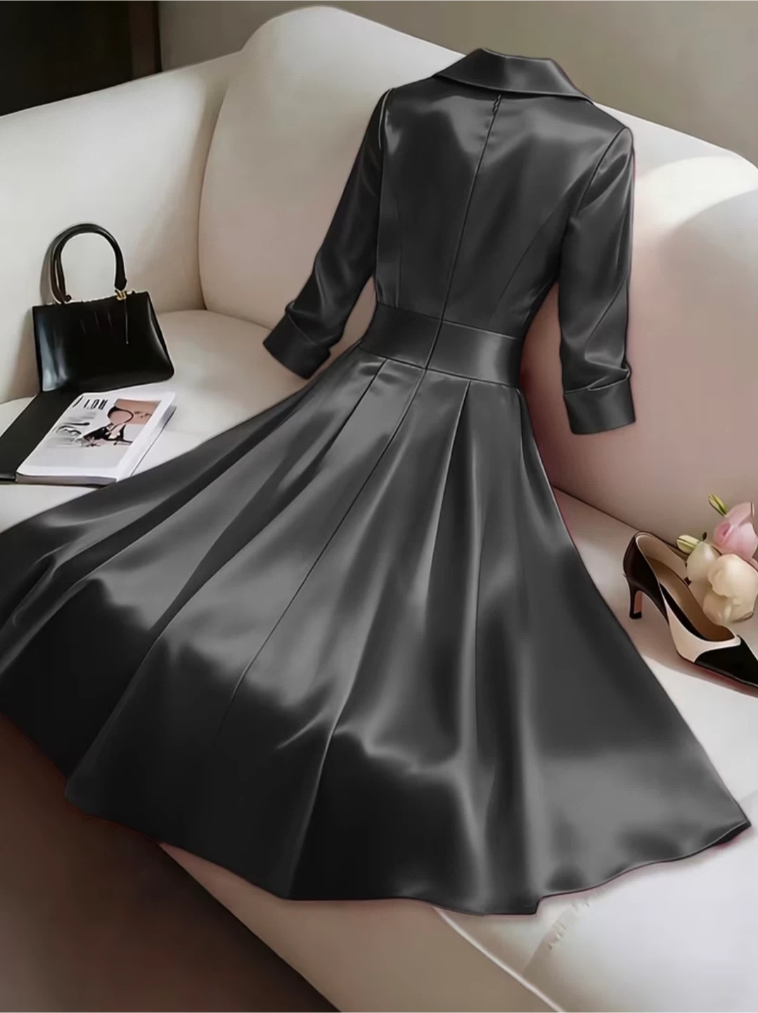 New Black Pleated Midi Dress - photo 4
