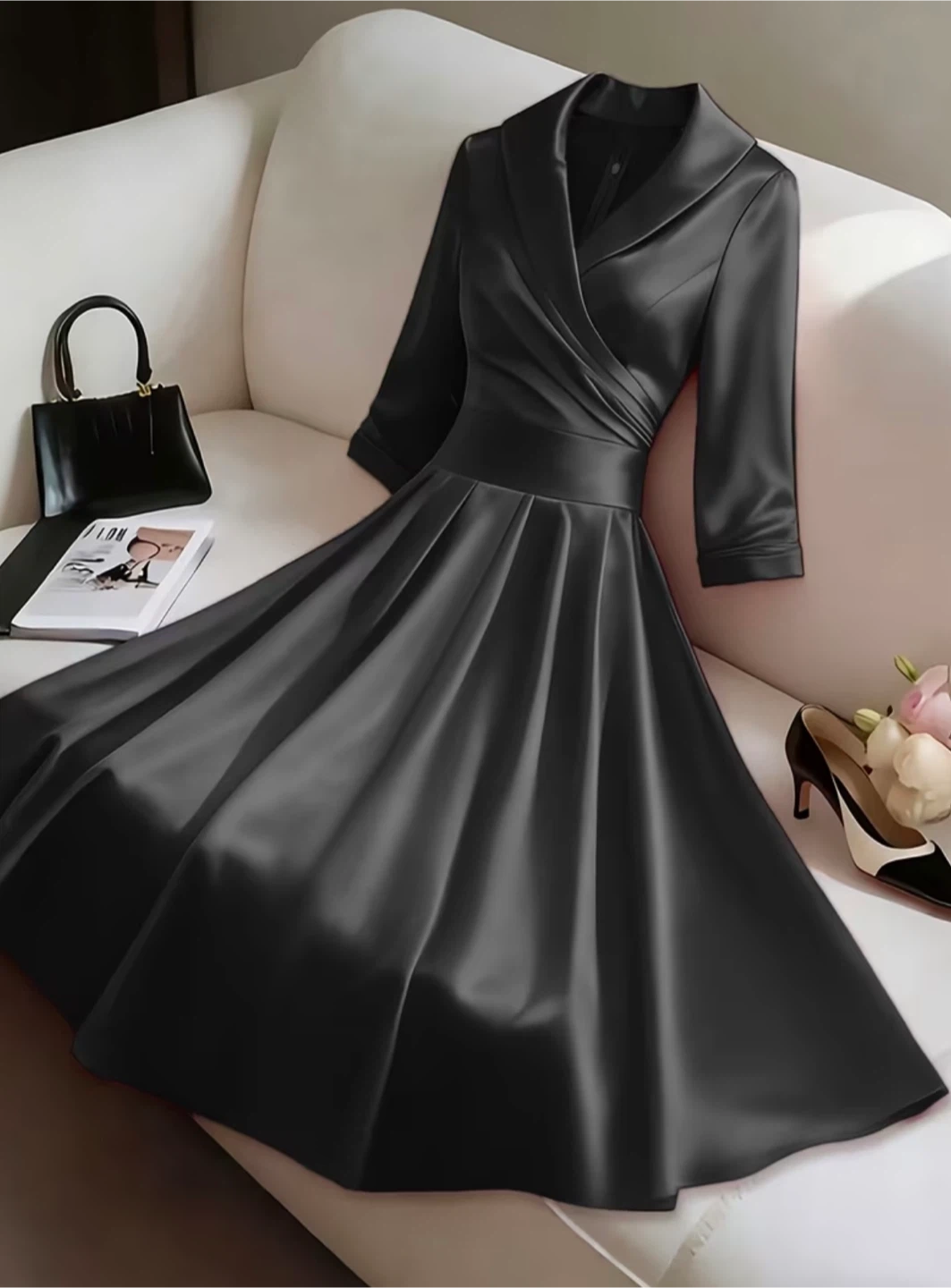 New Black Pleated Midi Dress - photo 2