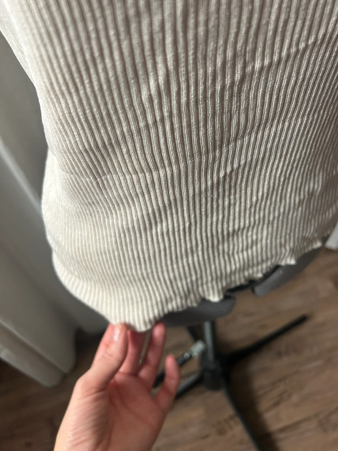 VINTAGE Ribbed Cream Sweater Top - photo 2
