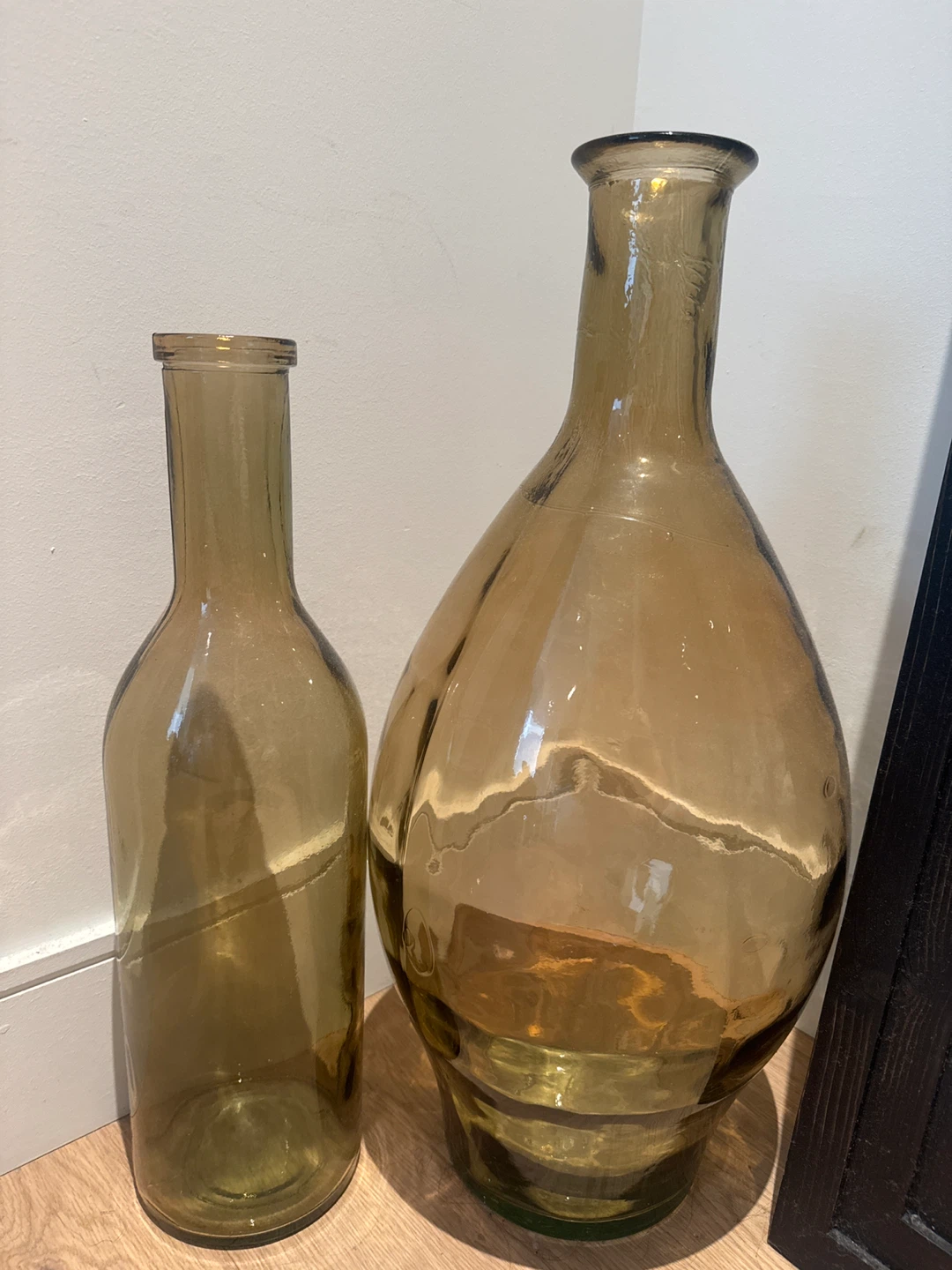 Tall Amber Glass Bottles (Set of 2)
