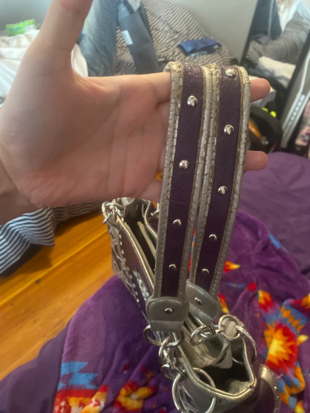 Purple and Silver Embellished Handbag - photo 3