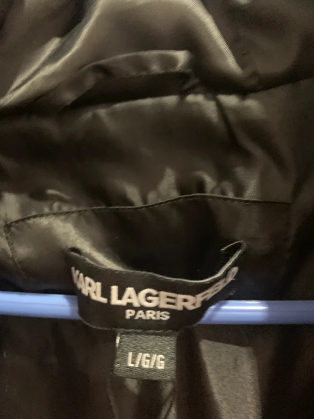 Karl Lagerfeld Black Puffer Coat with Faux Fur Trim - Size L - photo 2