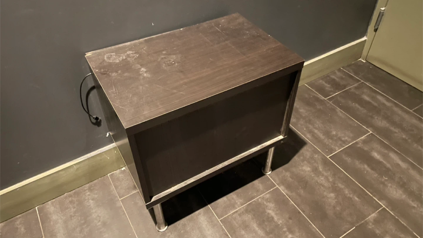 Dark Brown Nightstand with Metal Legs