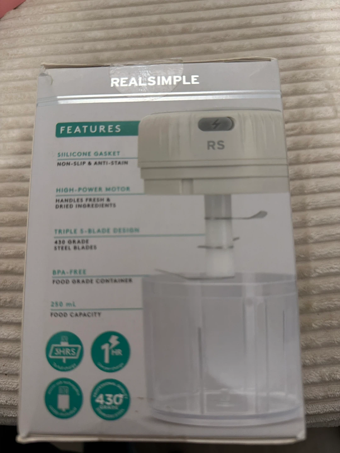 Real Simple Rechargeable Electric Mini Chopper - Alabaster - photo 4