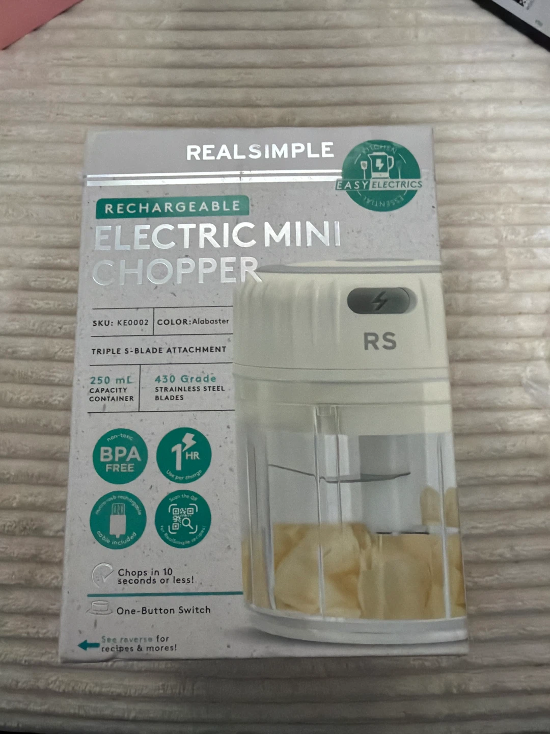 Real Simple Rechargeable Electric Mini Chopper - Alabaster
