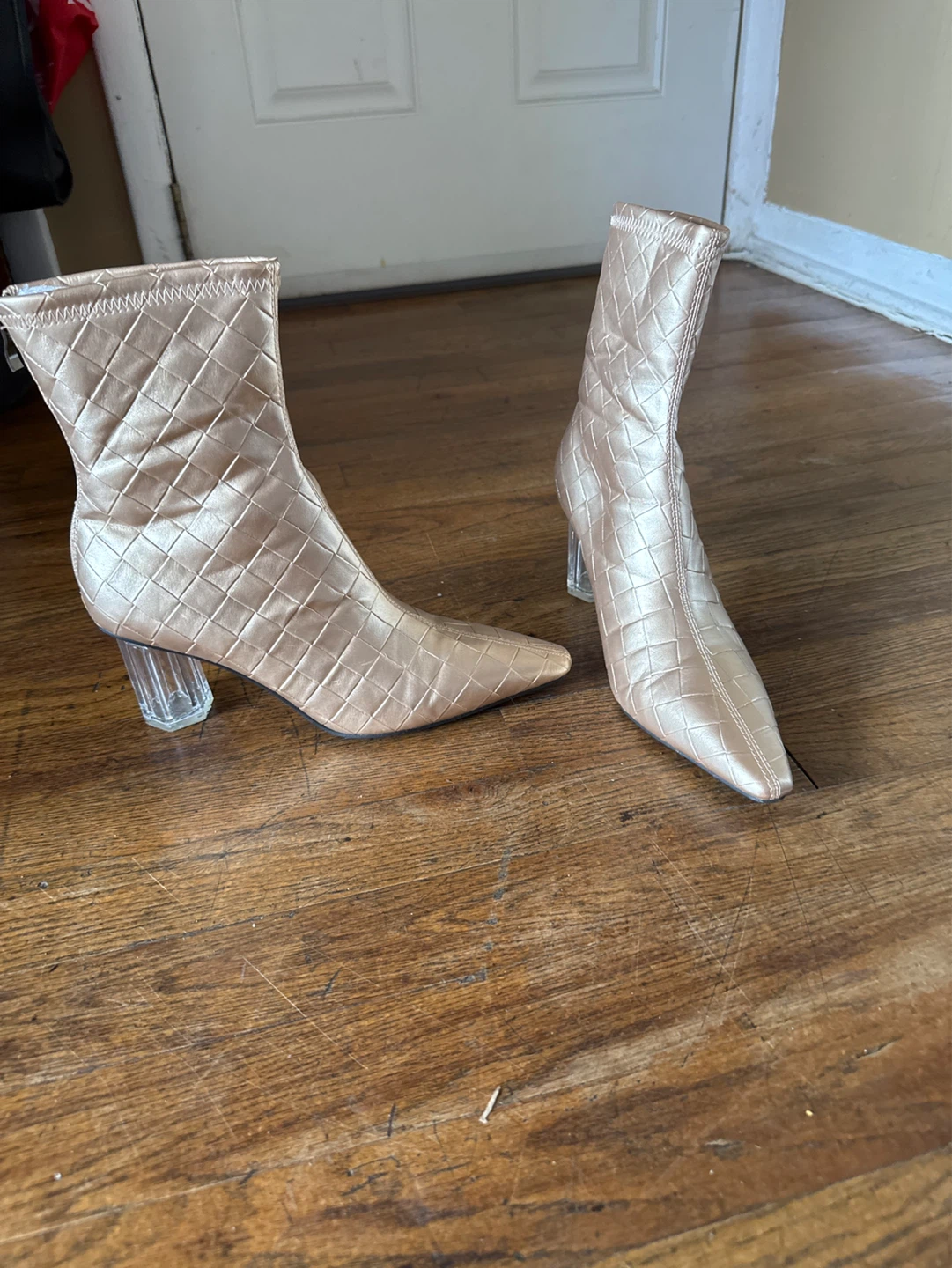 SIZE 9 - Women's Metallic Quilted Heeled Boots