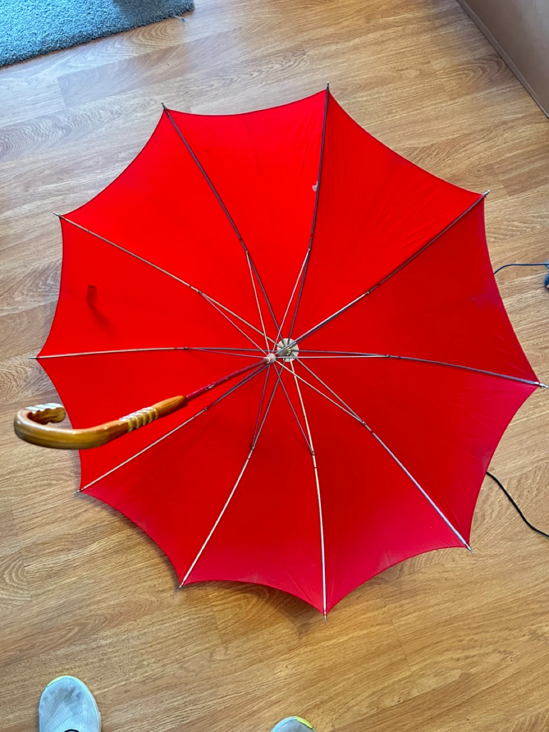 Red Umbrella with Wooden Handle - photo 2