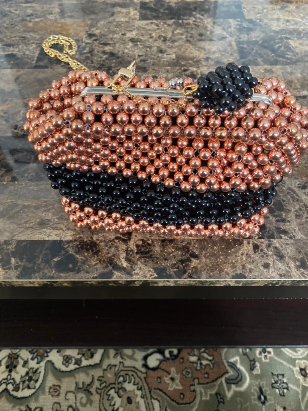 Beaded Clutch Purse with Chain Strap