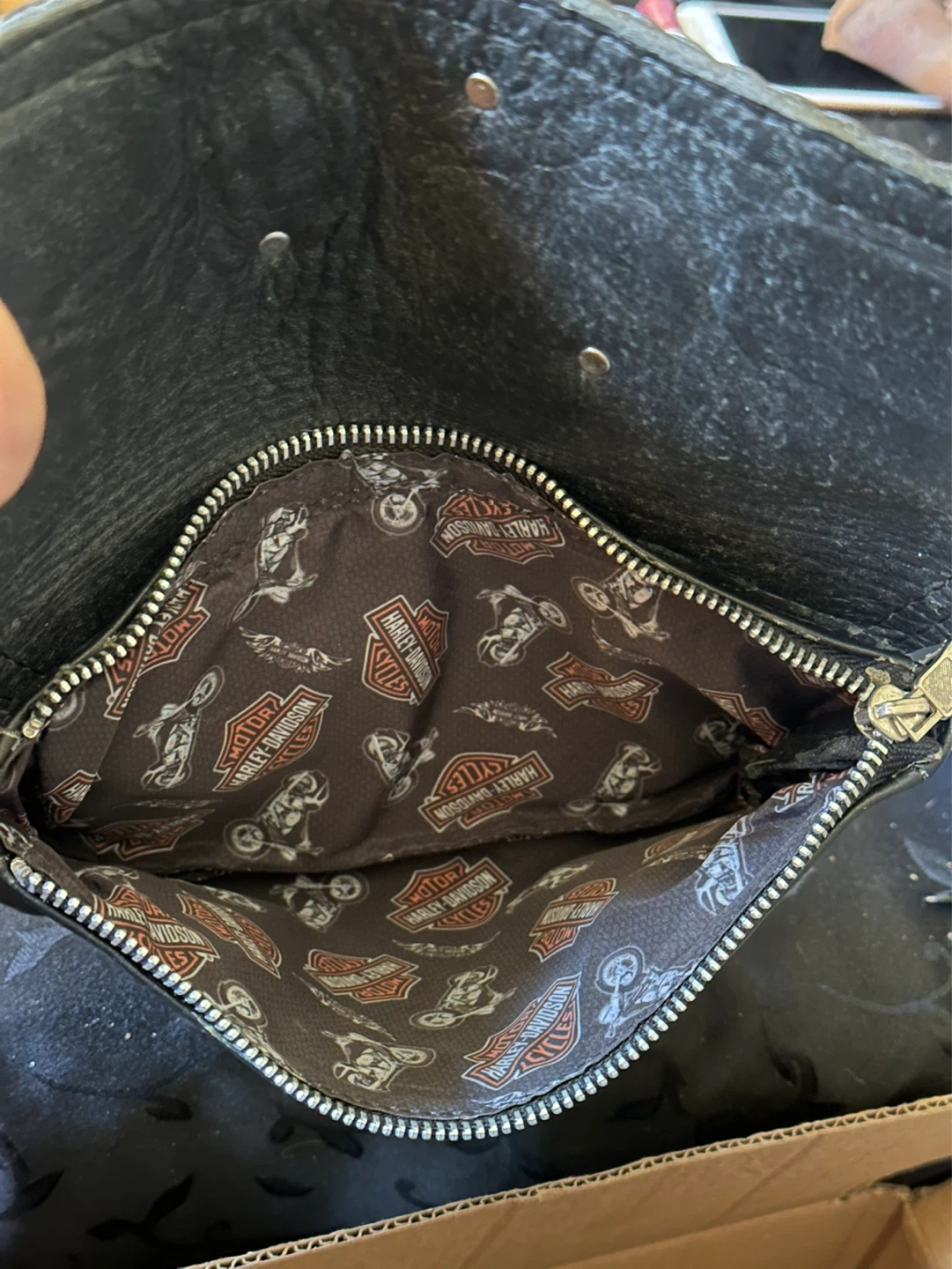 harley davidson handlebar leather skull bag - photo 4