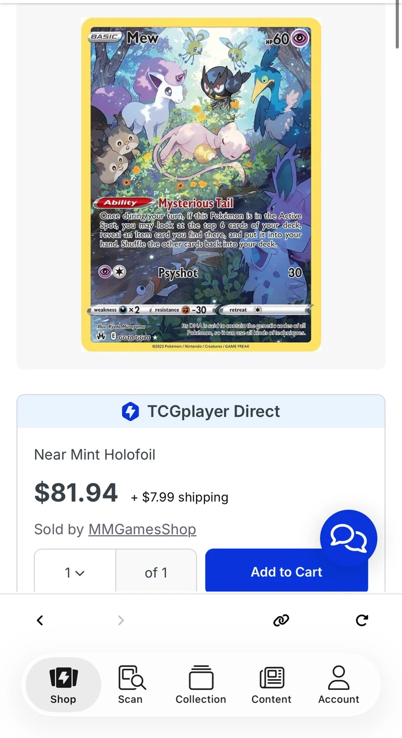 Mew Pokémon Card - Crown Zenith Galarian Gallery - photo 3