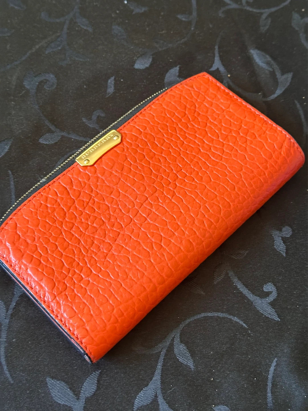Burberry Vintage Grained Patent Leather Haymarket Purse Wallet