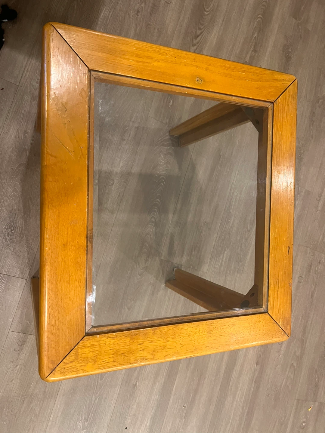 Wooden End Table with Glass Top - photo 2