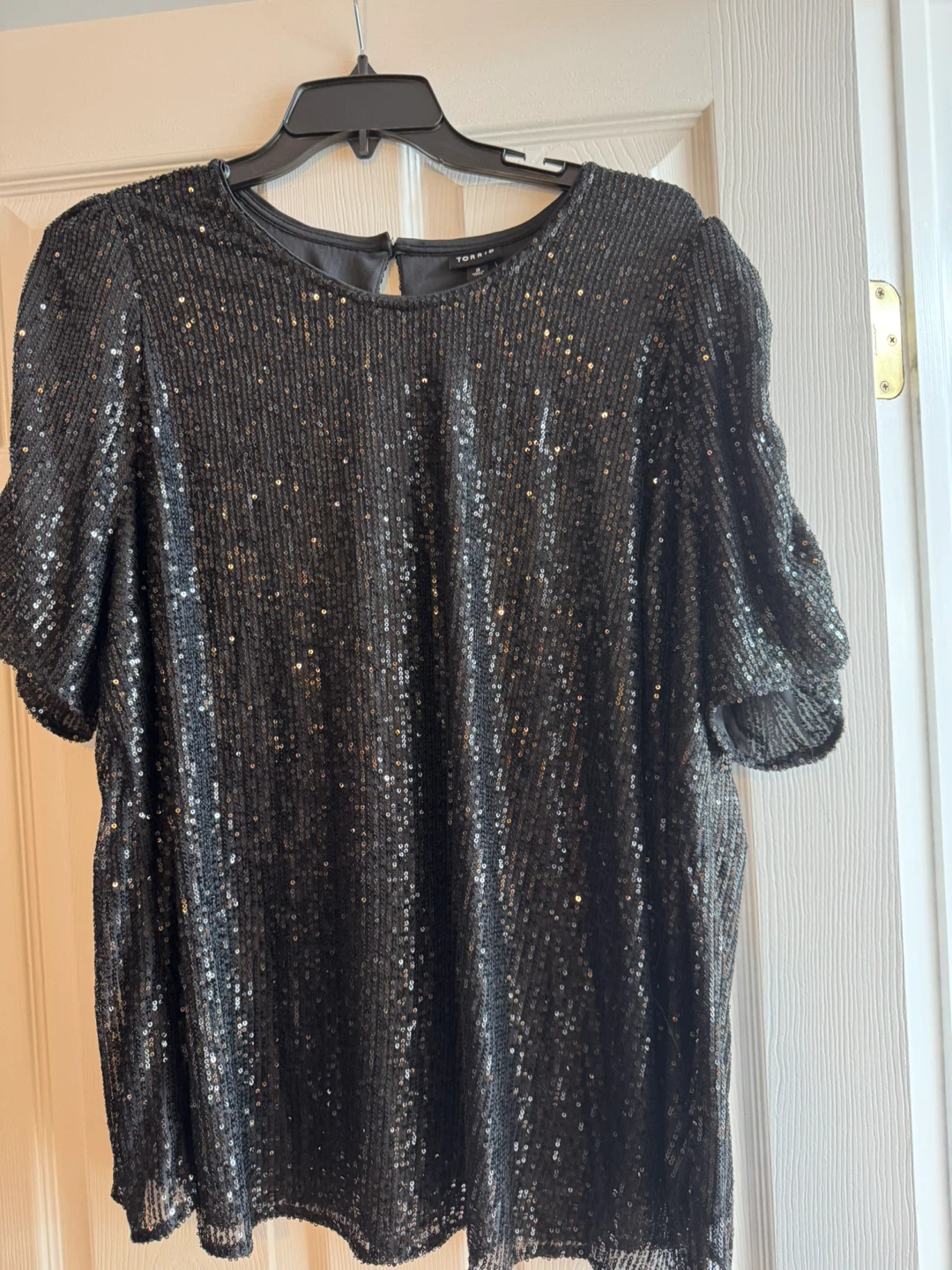 Torrid Black Sequin Short Sleeve Top
