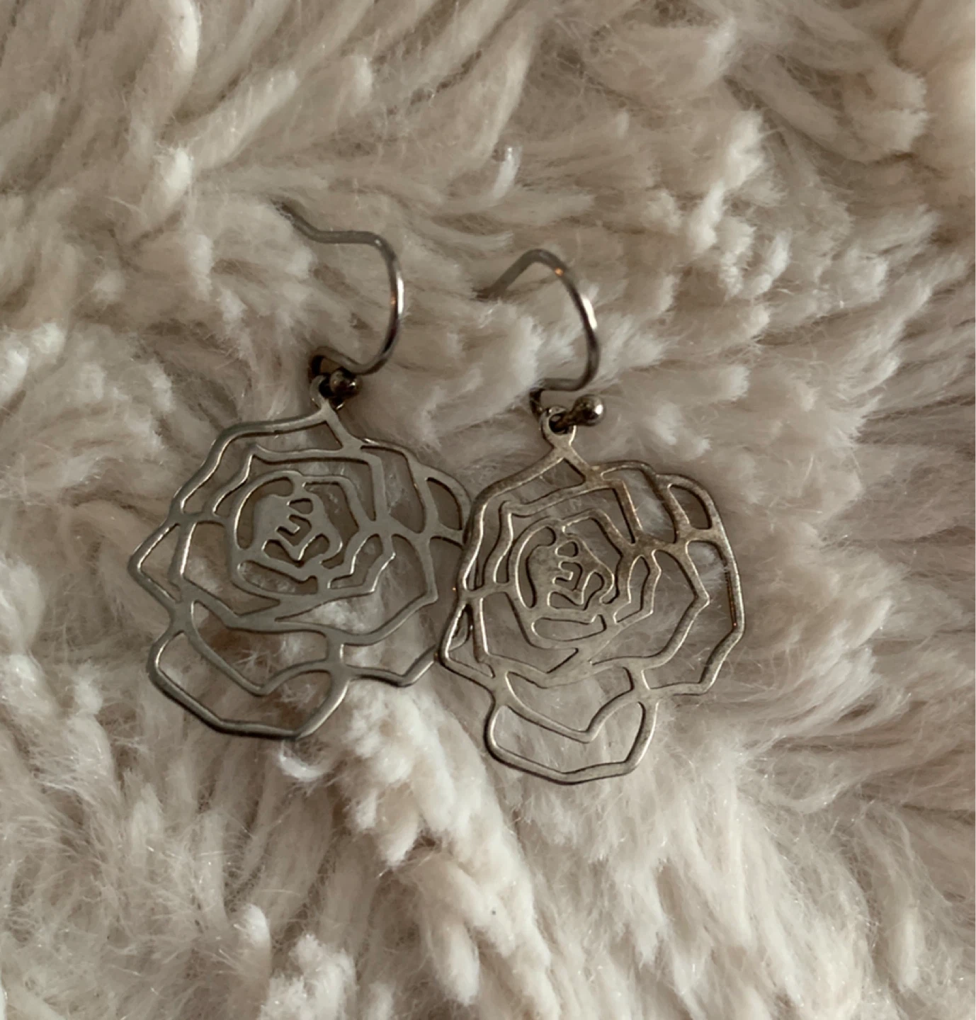 Sterling Silver Rose Dangle Earrings