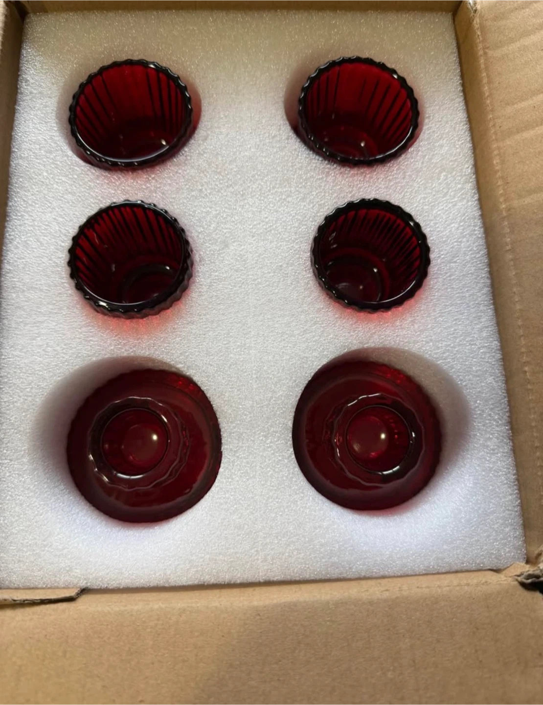 6 red taper candle holders