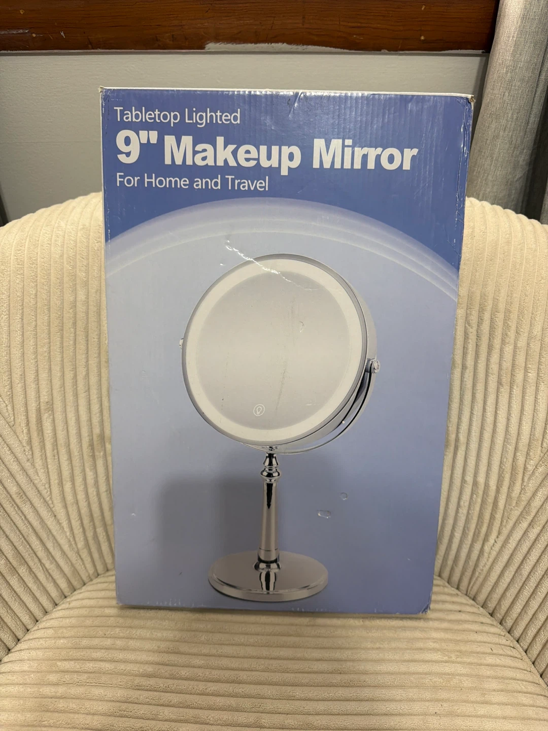 Tabletop Lighted 9" Makeup Mirror for Home and Travel