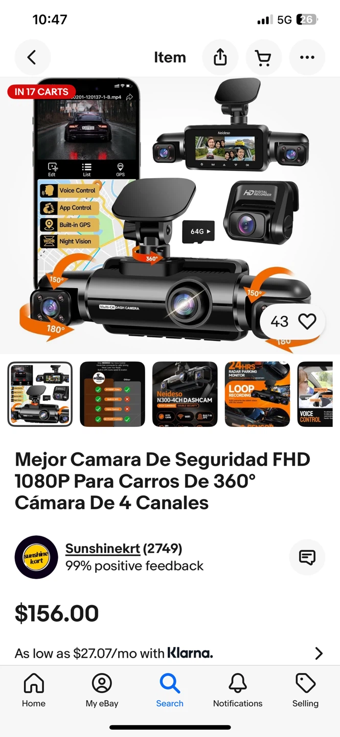 Neidso N300 4CH Dash Cam FHD 1080P 360 Degree Car Camera - photo 2