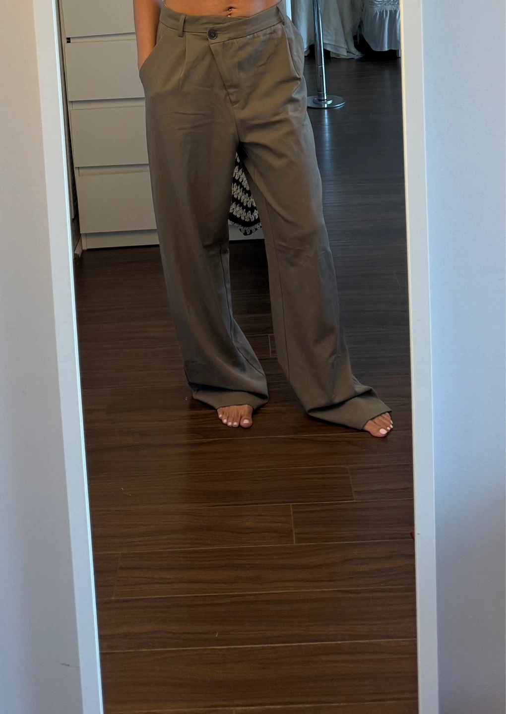ZARA Wide Leg Trousers - Taupe