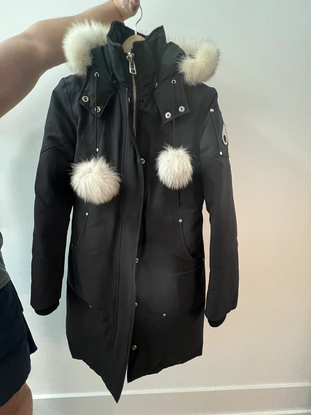 Moose Knuckles Black Parka with Fur Trim