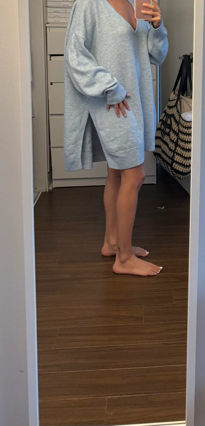 Oversized V-Neck Sweater Dress - photo 2