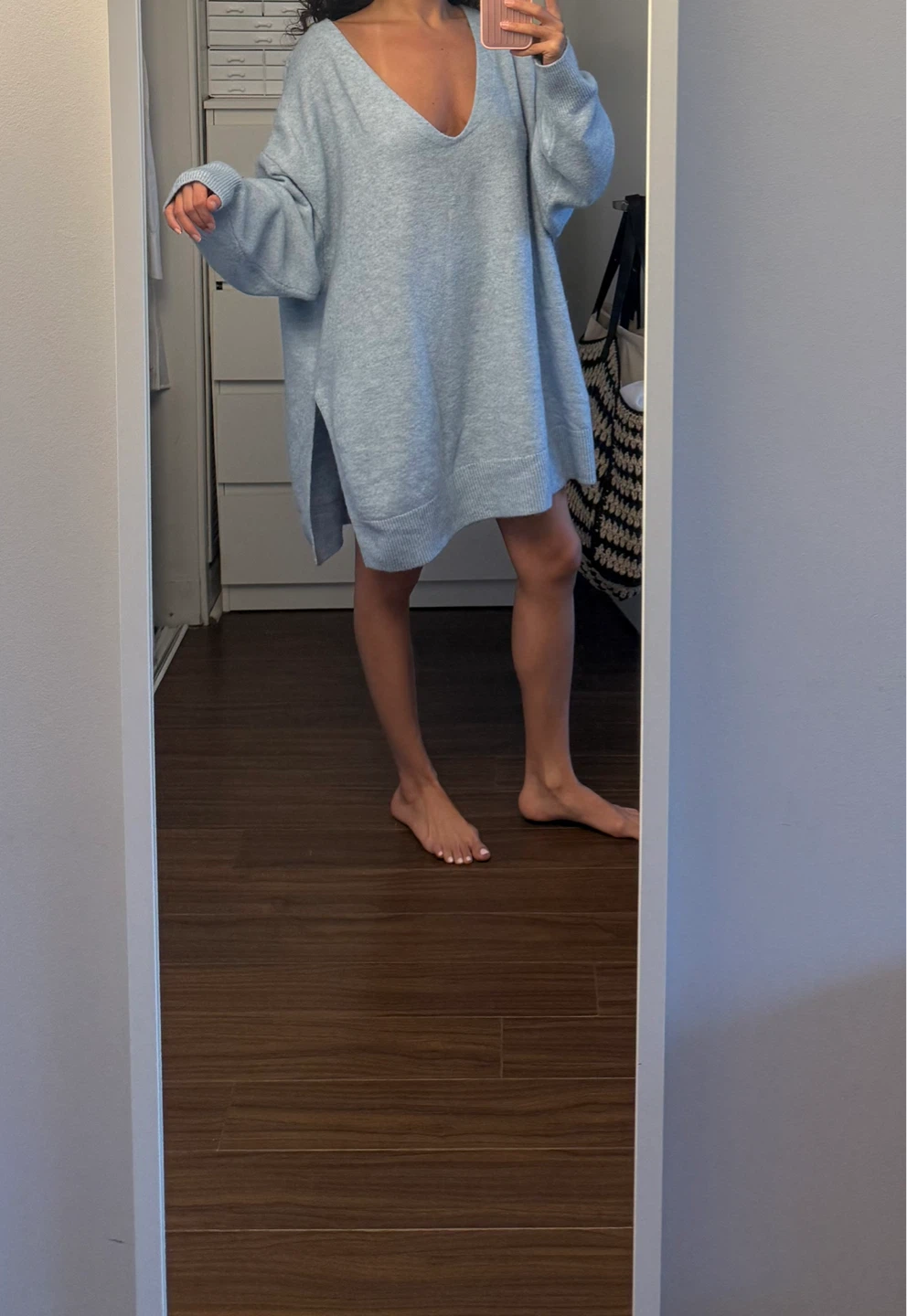 Oversized V-Neck Sweater Dress