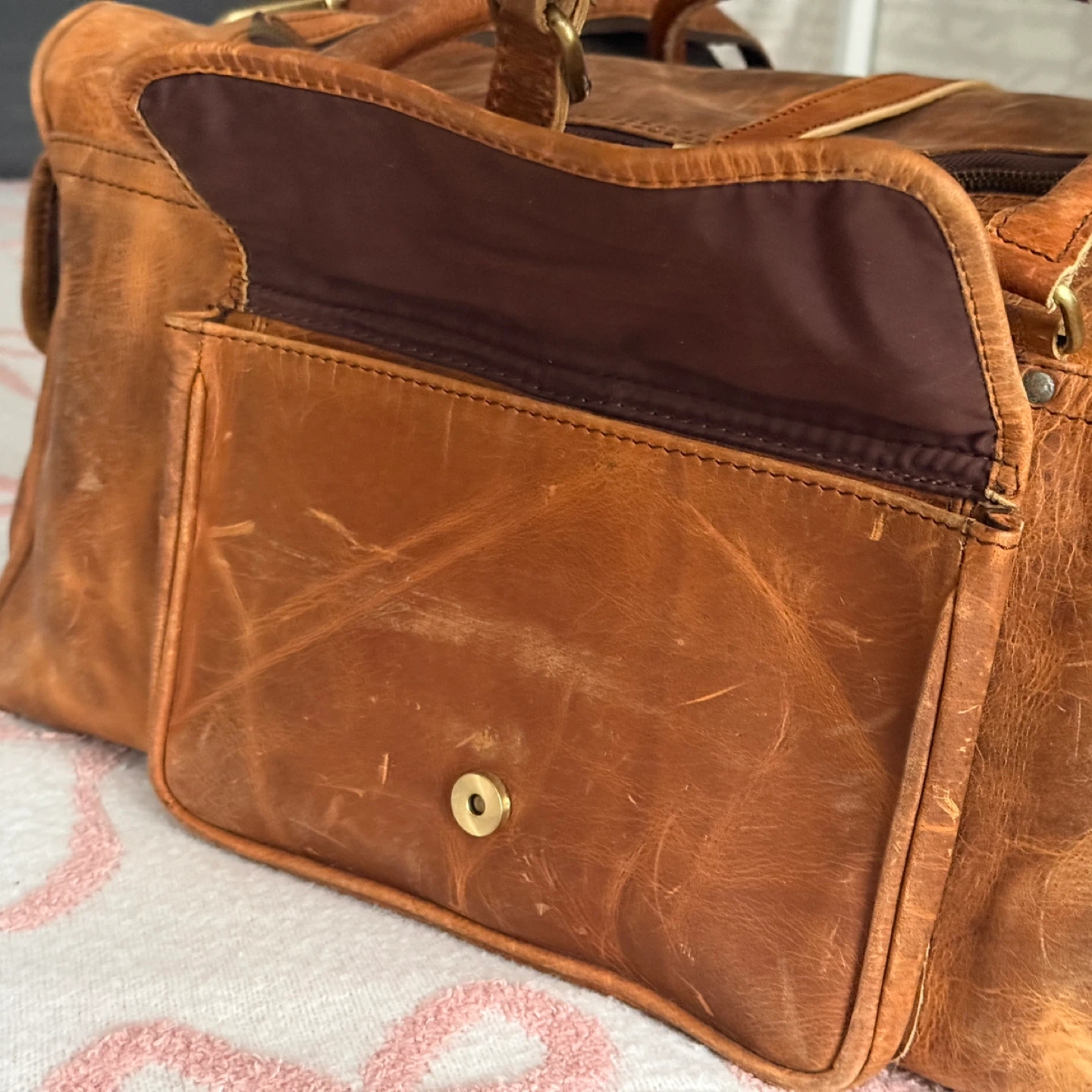 Crazy Horse Cowhide Leather Duffle Bag Vintage travel bag - photo 4