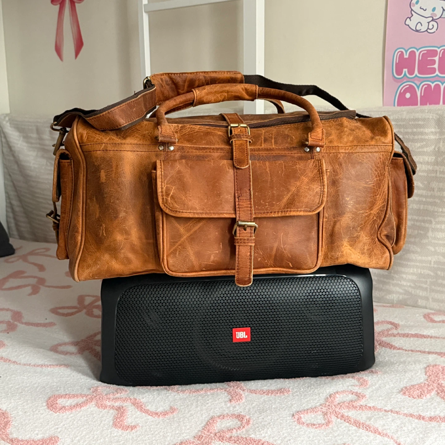 Crazy Horse Cowhide Leather Duffle Bag Vintage travel bag