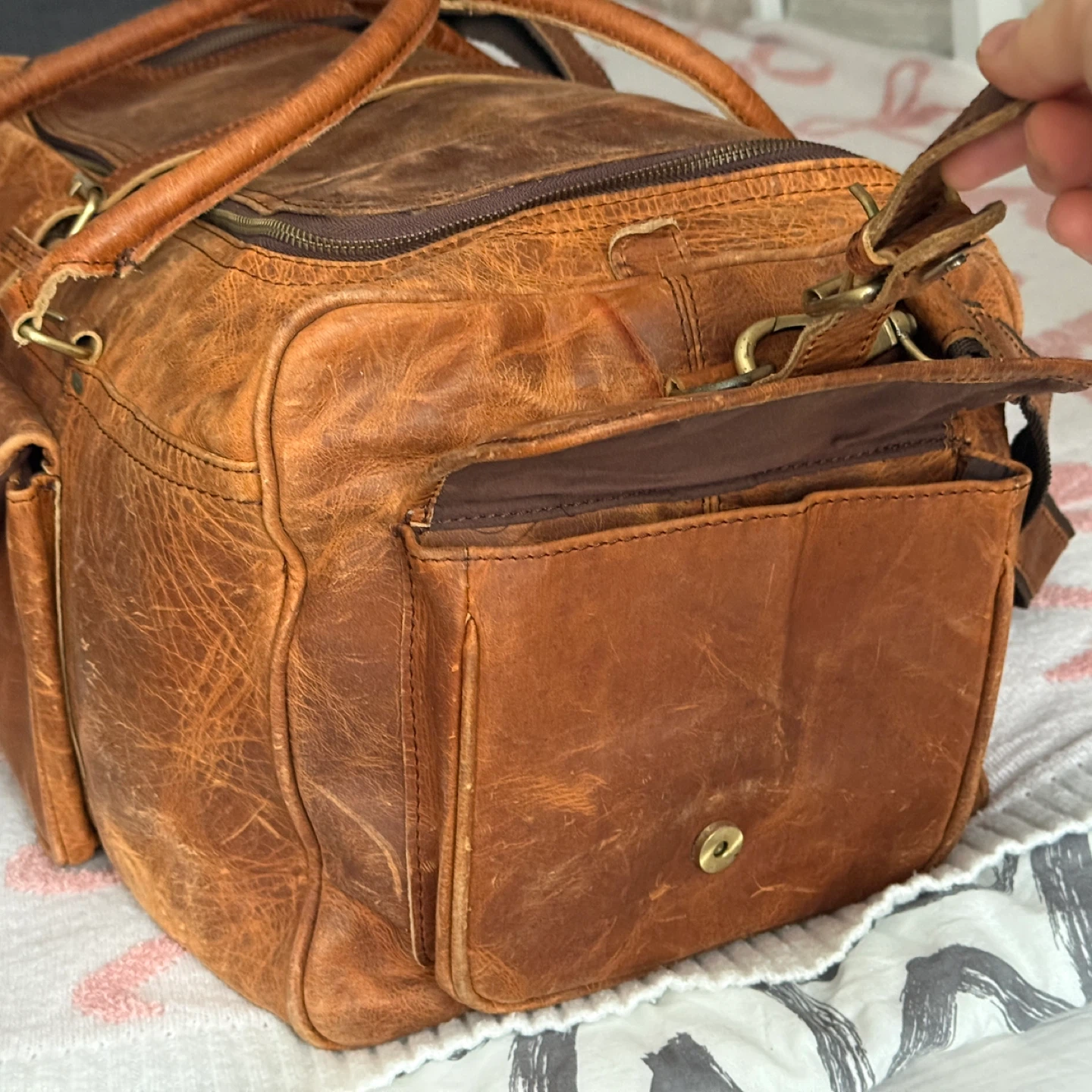 Crazy Horse Cowhide Leather Duffle Bag Vintage travel bag - photo 5