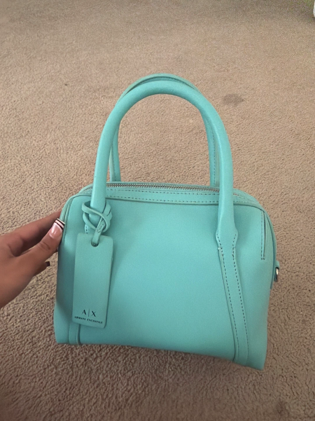 Armani Exchange Teal Satchel Handbag