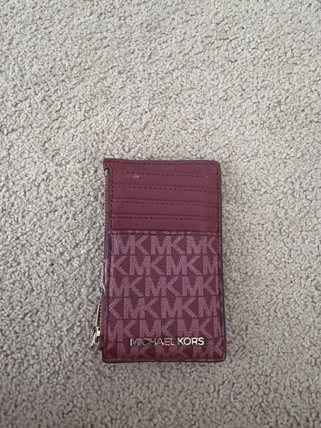 Michael Kors Card Holder Pouch Burgundy Monogram