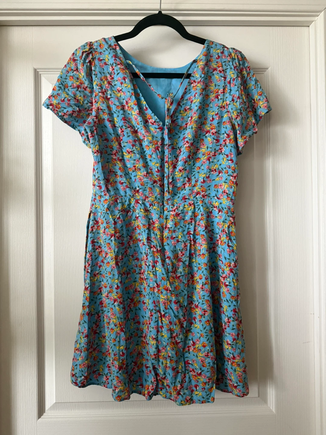 LOFT Blue Floral Print Short Sleeve Dress - Size 10 - photo 3