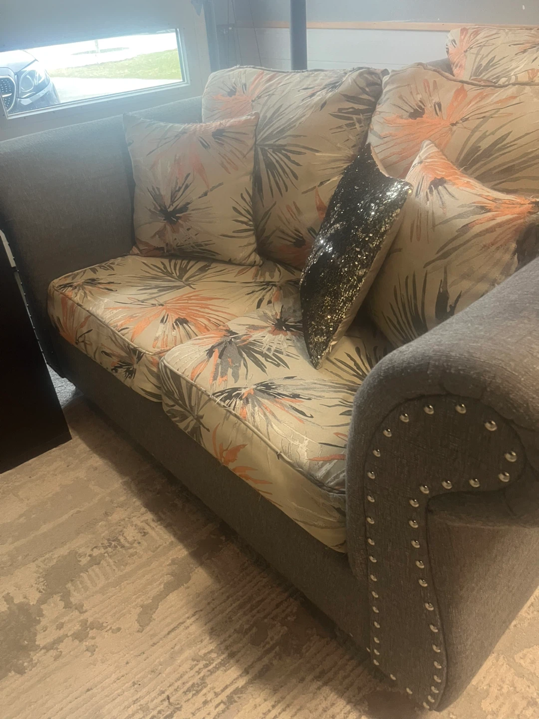 Sectional Sofa with Floral Pattern