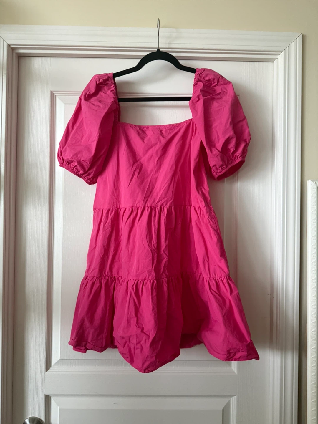 H&M Pink Puff Sleeve Tiered Dress - XS