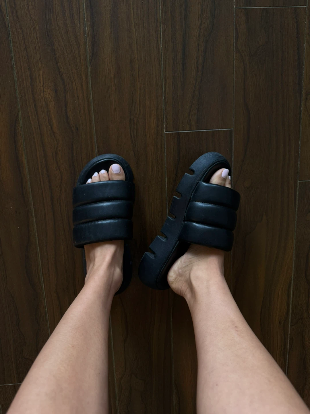 Black Leather Puffy Slides - photo 2
