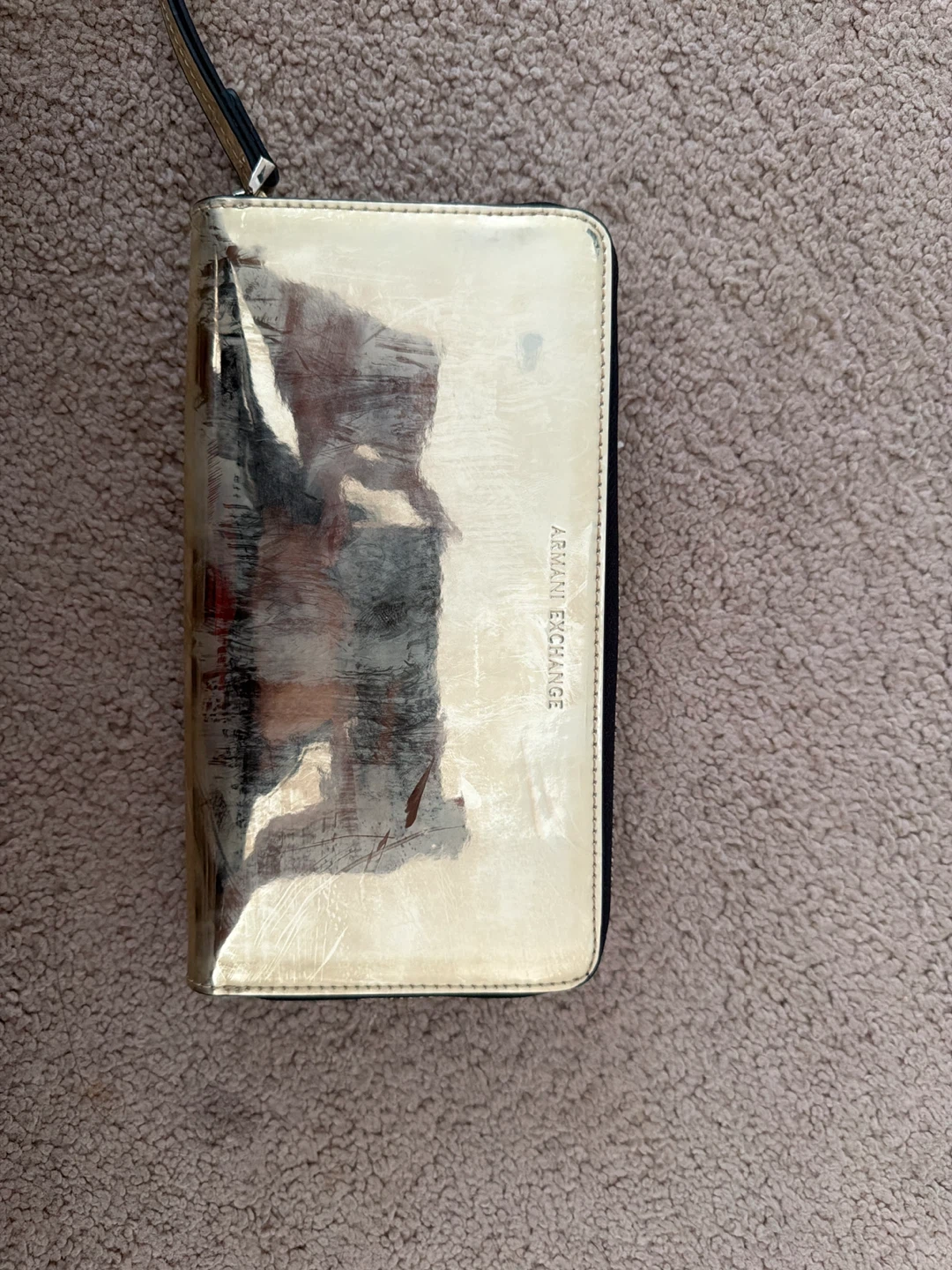Armani Exchange Gold Zip Around Wallet