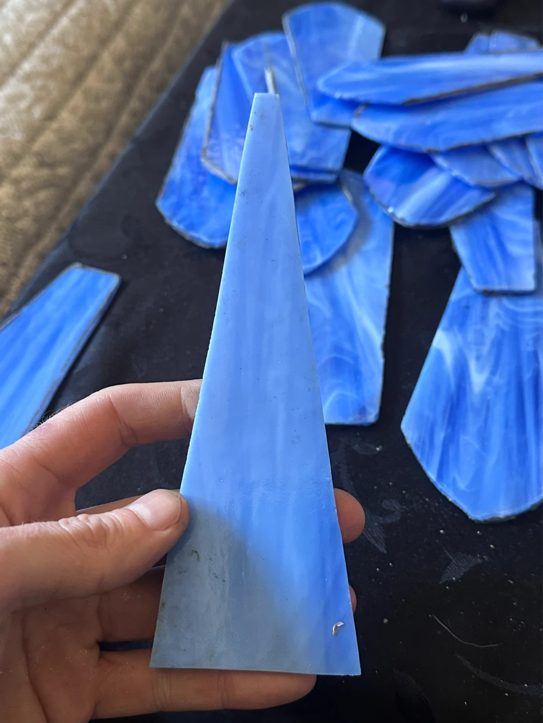 Blue slag stained glass panels/pieces - photo 4