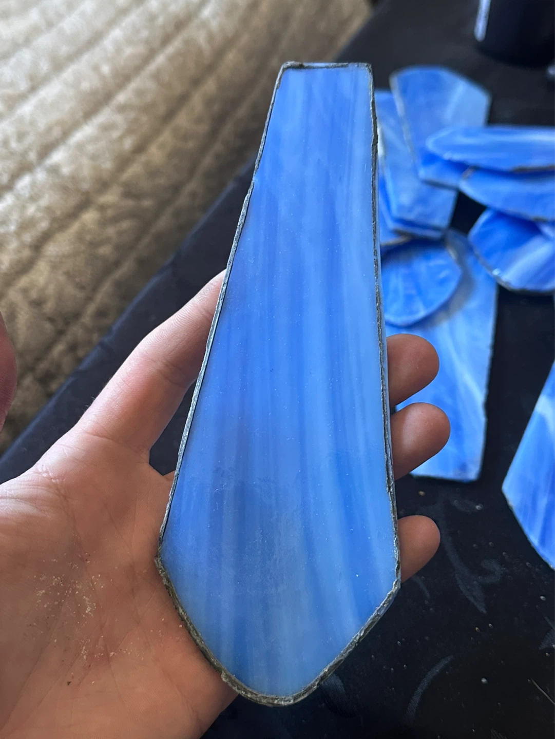 Blue slag stained glass panels/pieces - photo 2