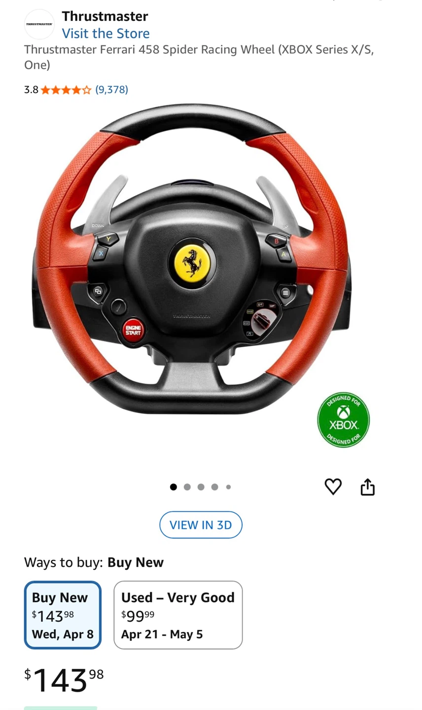 Thrustmaster Ferrari 458 Spider Racing Wheel