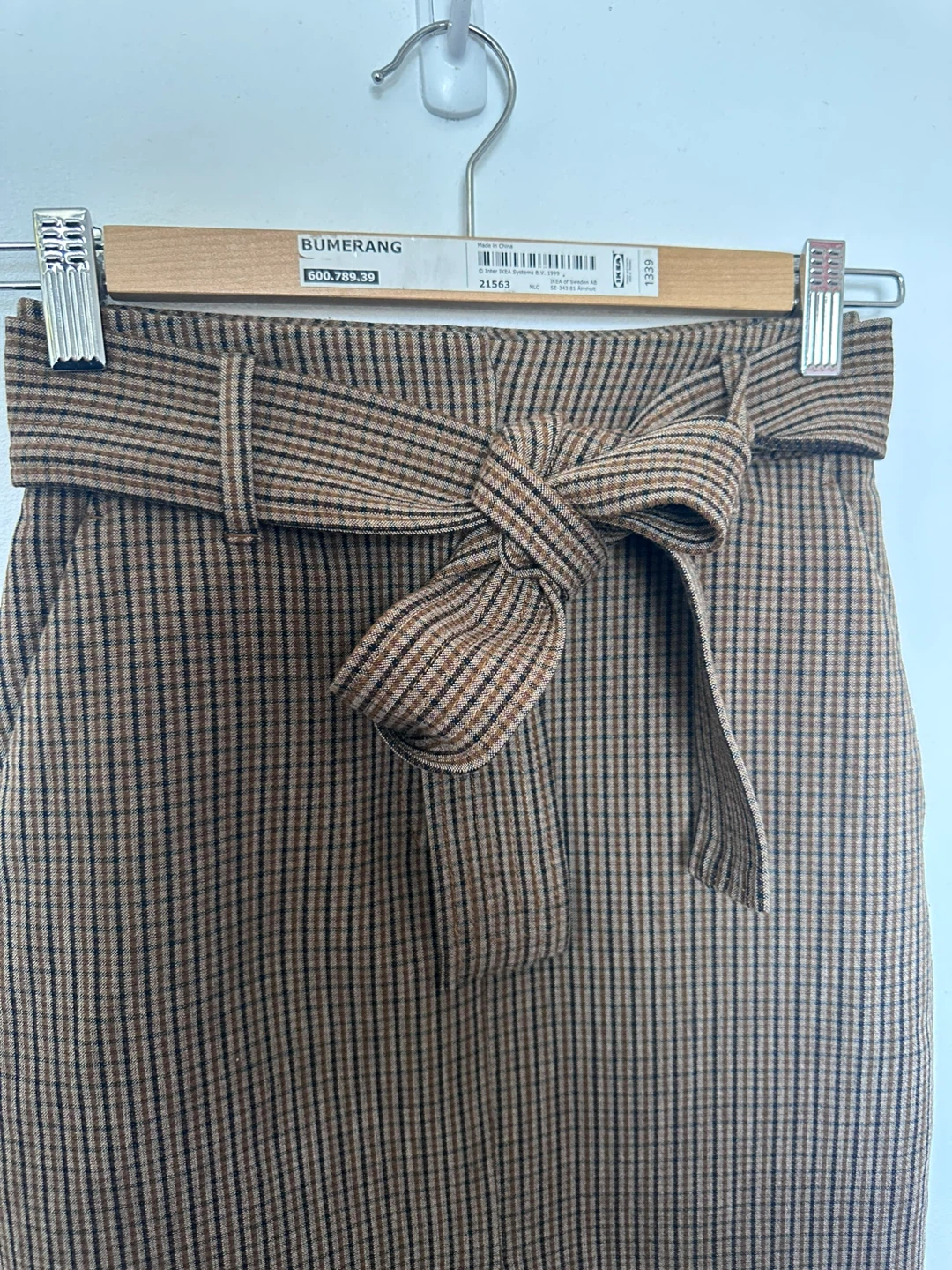 Wilfred Plaid High-Waisted Pencil Skirt with Tie Belt - photo 4