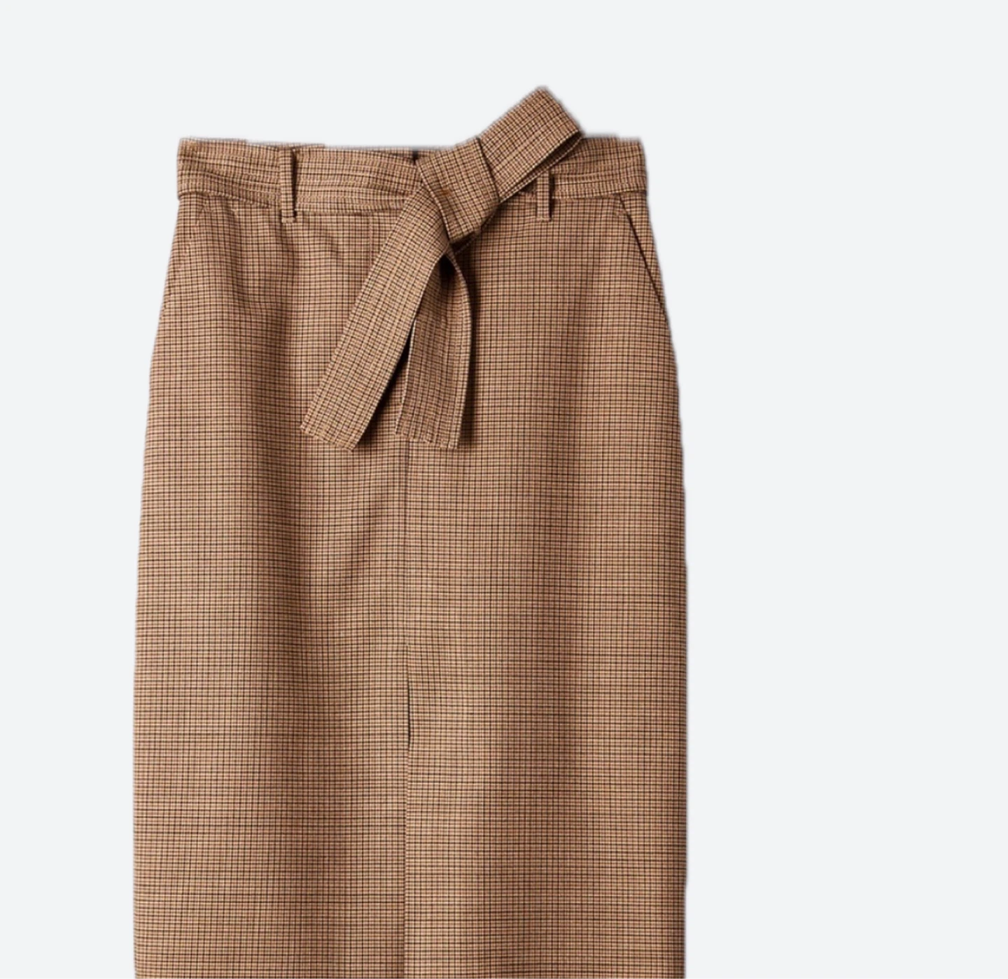 Wilfred Plaid High-Waisted Pencil Skirt with Tie Belt - photo 2