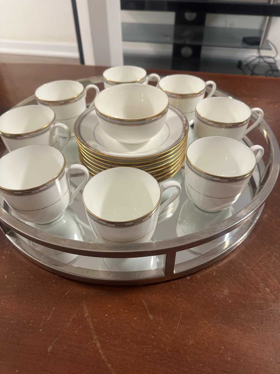 Mikasa Bone China Gemstone Tea Cups and Saucers Set