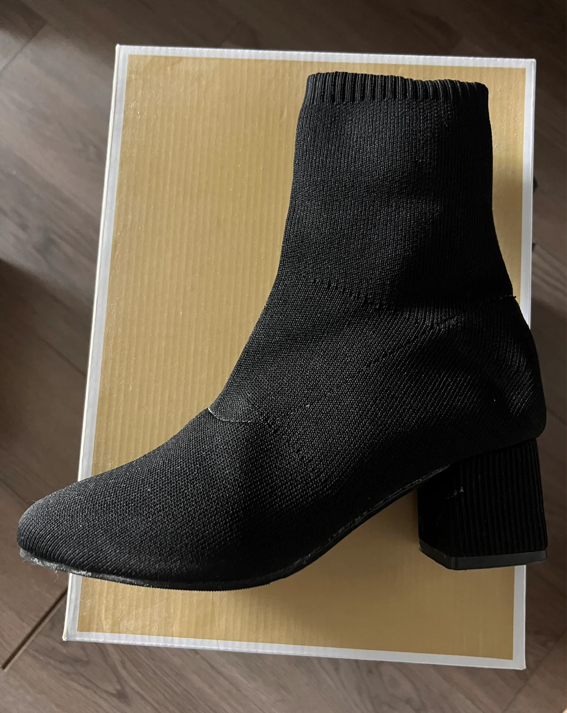 Black Sock Boot with Block Heel