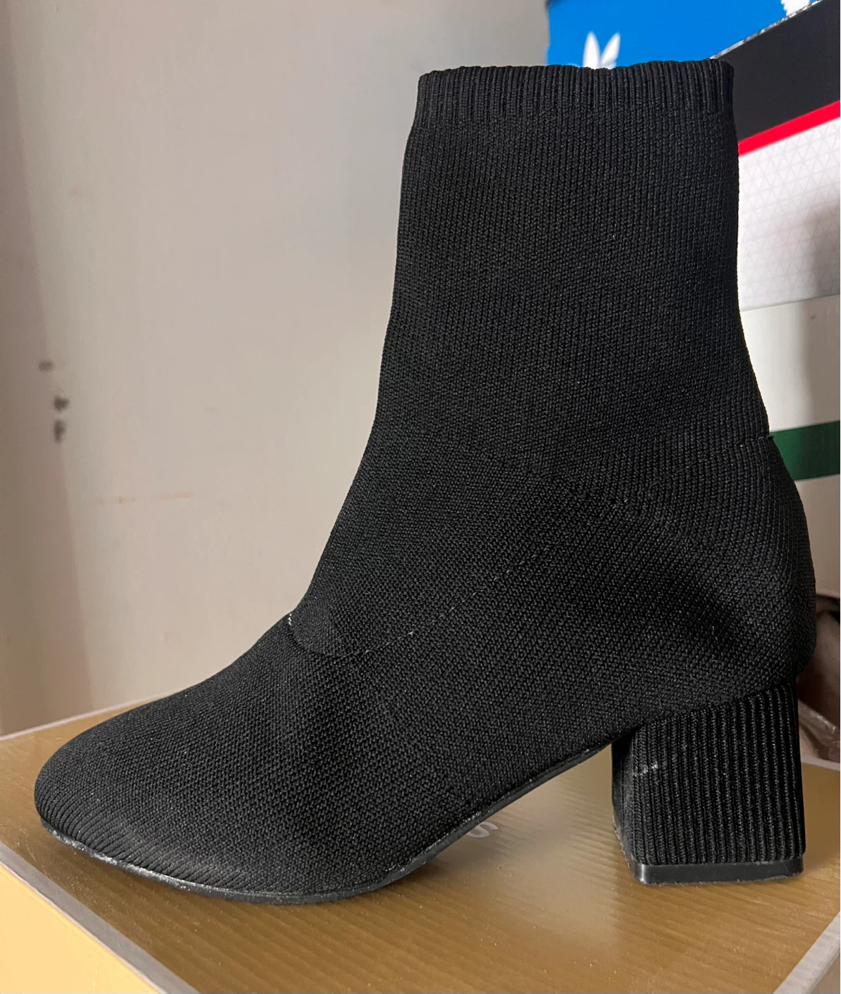 Black Sock Boot with Block Heel - photo 2