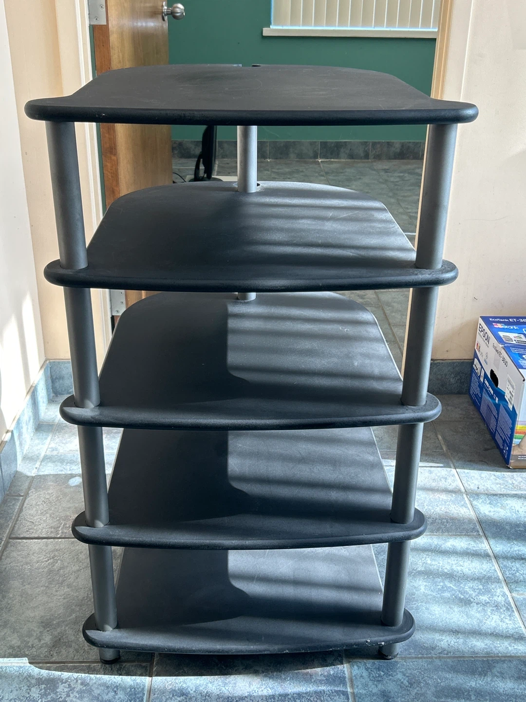 4-Shelf Black Entertainment TV Stand
