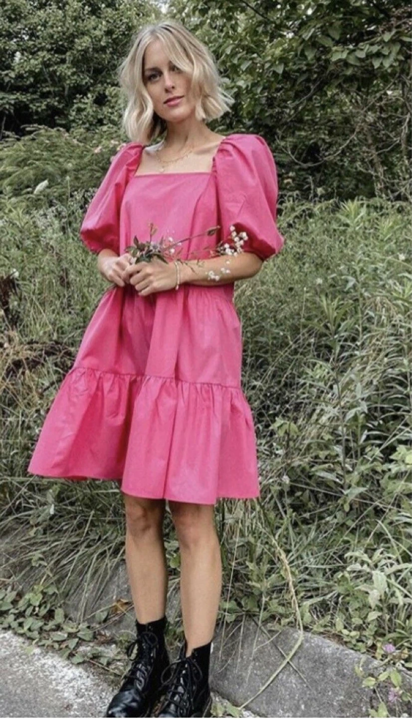 H&M Pink Puff Sleeve Tiered Dress - XS - photo 5