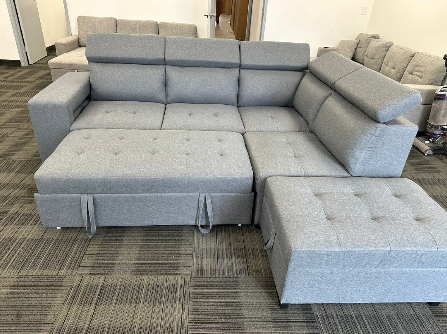 Grey Sectional Sofa with Storage & Pull-out Bed - photo 4