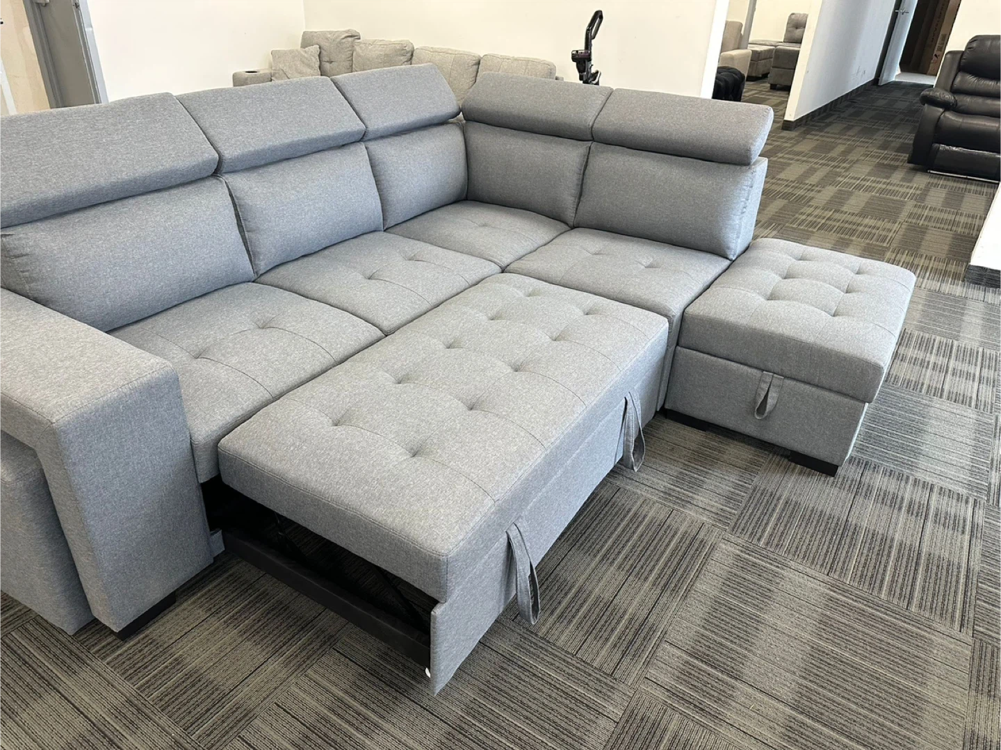 Grey Sectional Sofa with Storage & Pull-out Bed - photo 2