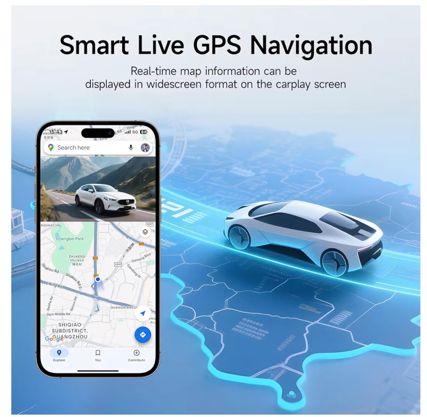 Wireless CarPlay Android Auto Screen 6" Portable Touch Display - photo 3