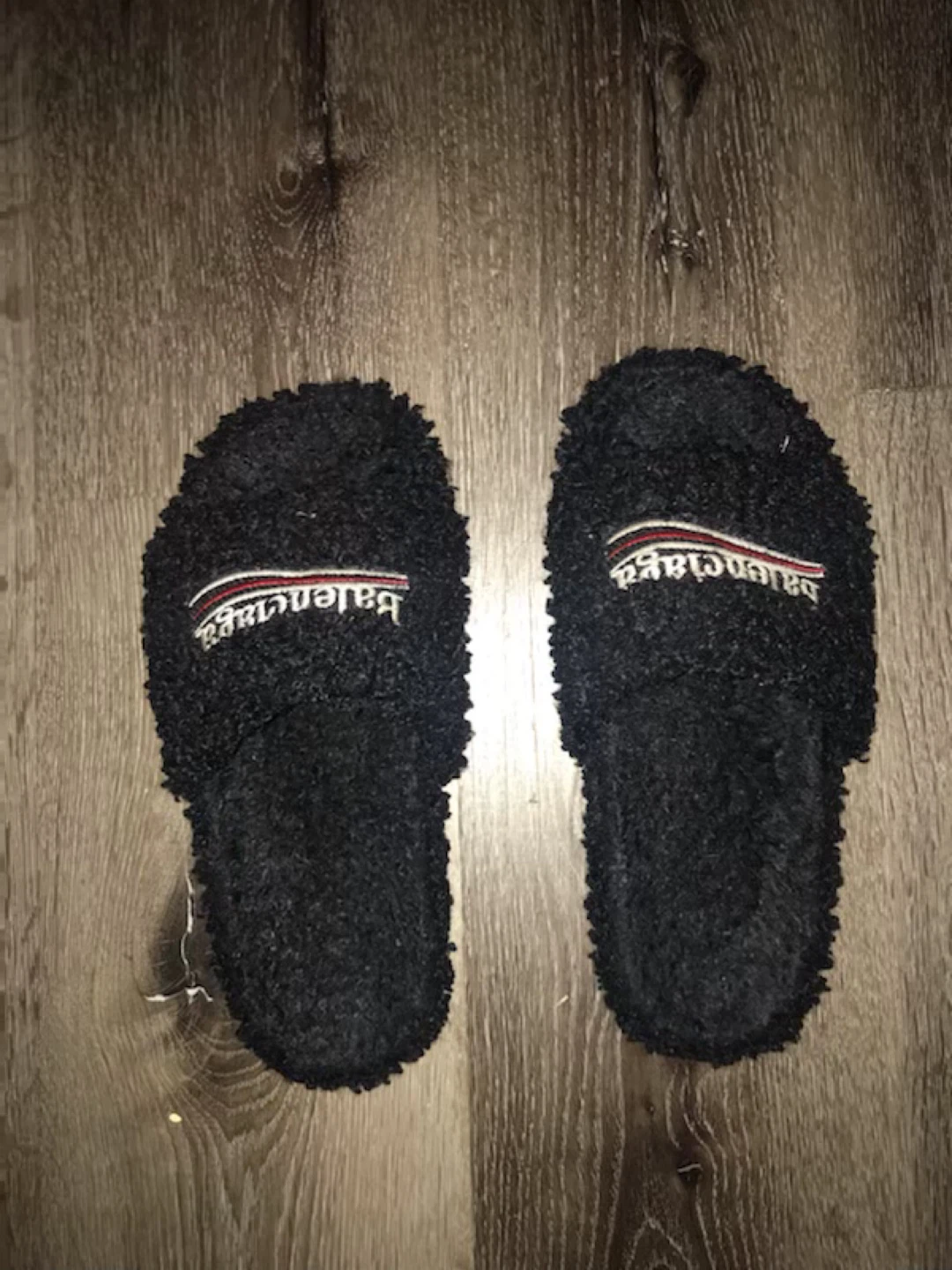 Balenciaga Black Fuzzy Slides