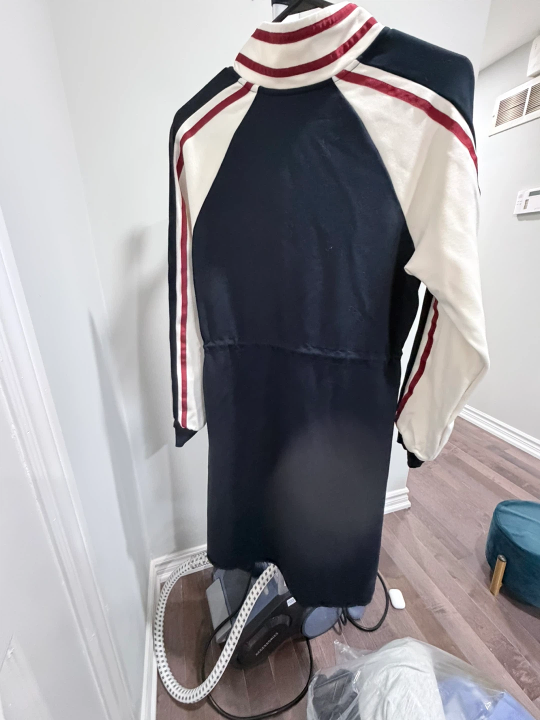 Navy Blue & White Colourblock Zip-Up Dress - photo 5